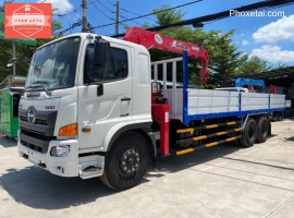 Hino FM hai cầu thật, Gắn Cẩu Unic 5 Tấn 5 khúc, Thùng Dài 8,6m